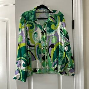 Zara green print blouse